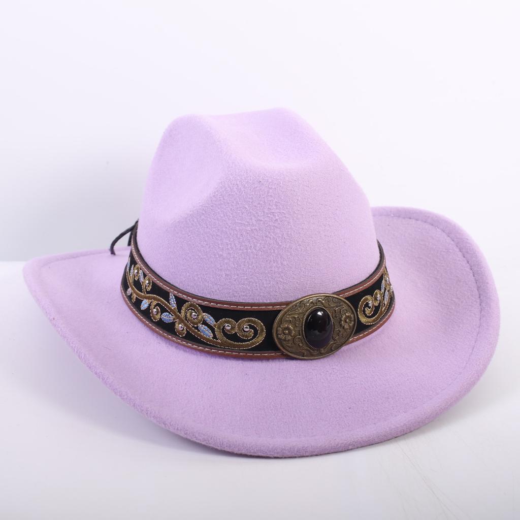Popular European and American Fashion OL Style One-word Cowboy Hat Men's and Women's High-end Top Hat Jazz Hat Felt Hat