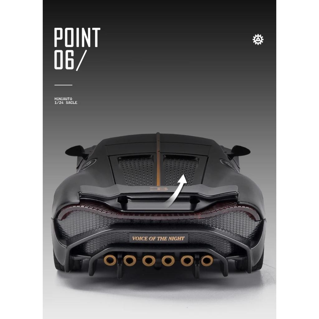 1/24 Bugatti Voice of The Night Automodell aus Druckguss, Spielzeugfahrzeuge aus Metall, hochsimulierte Sound- und Lichtkollektion, Kindergeschenk