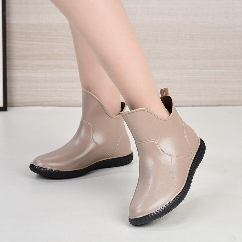 Women's spring and autumn short tube waterproof shoes rain shoes non-slip warm rain boots car wash kitchen thickened wear-resistant rubber shoes