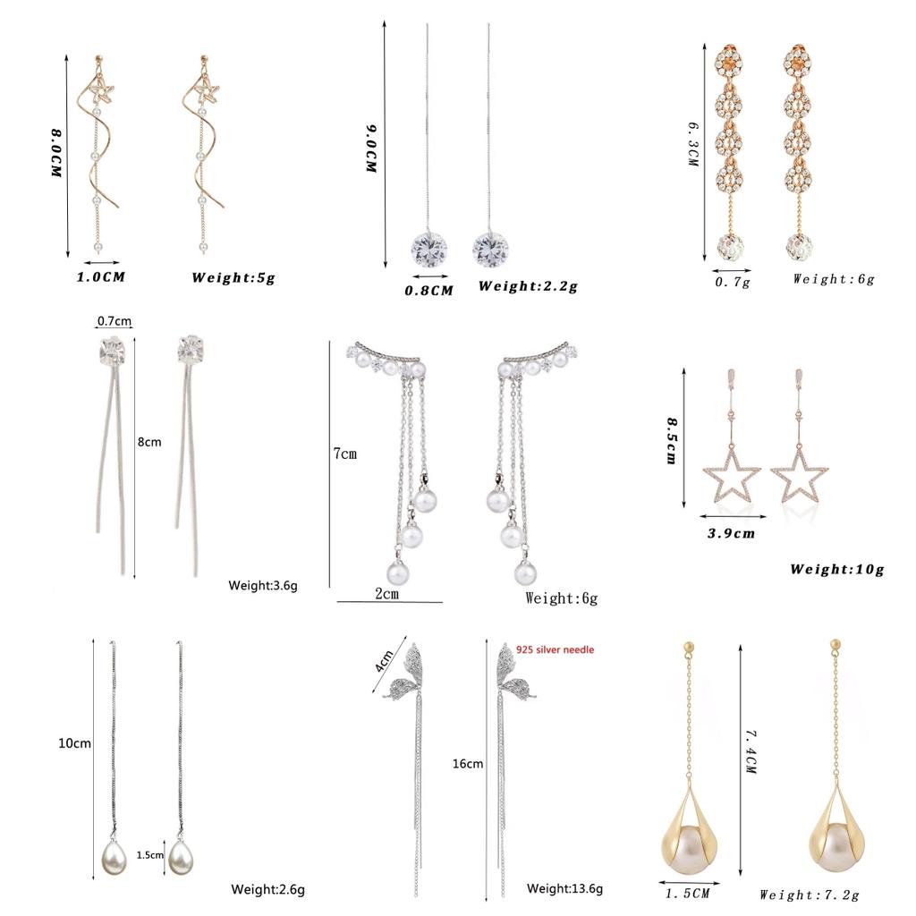 European Statement Long Drop Earrings for Women Crystal Pearl Metal Butterfly Round Heart Star Dangle Earrings Tassel Jewelry
