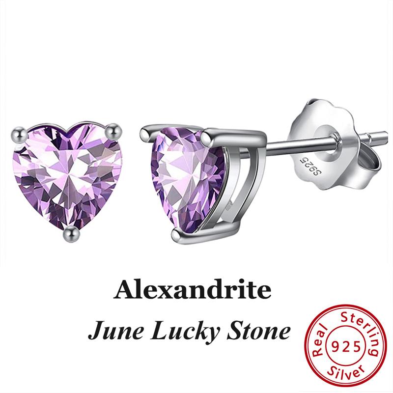 ORSA JEWELS 925 Sterling Silver Birthstone Stud Earrings for Women Sparkling Heart Cut CZ Small Earrings Birthday Gift APE32