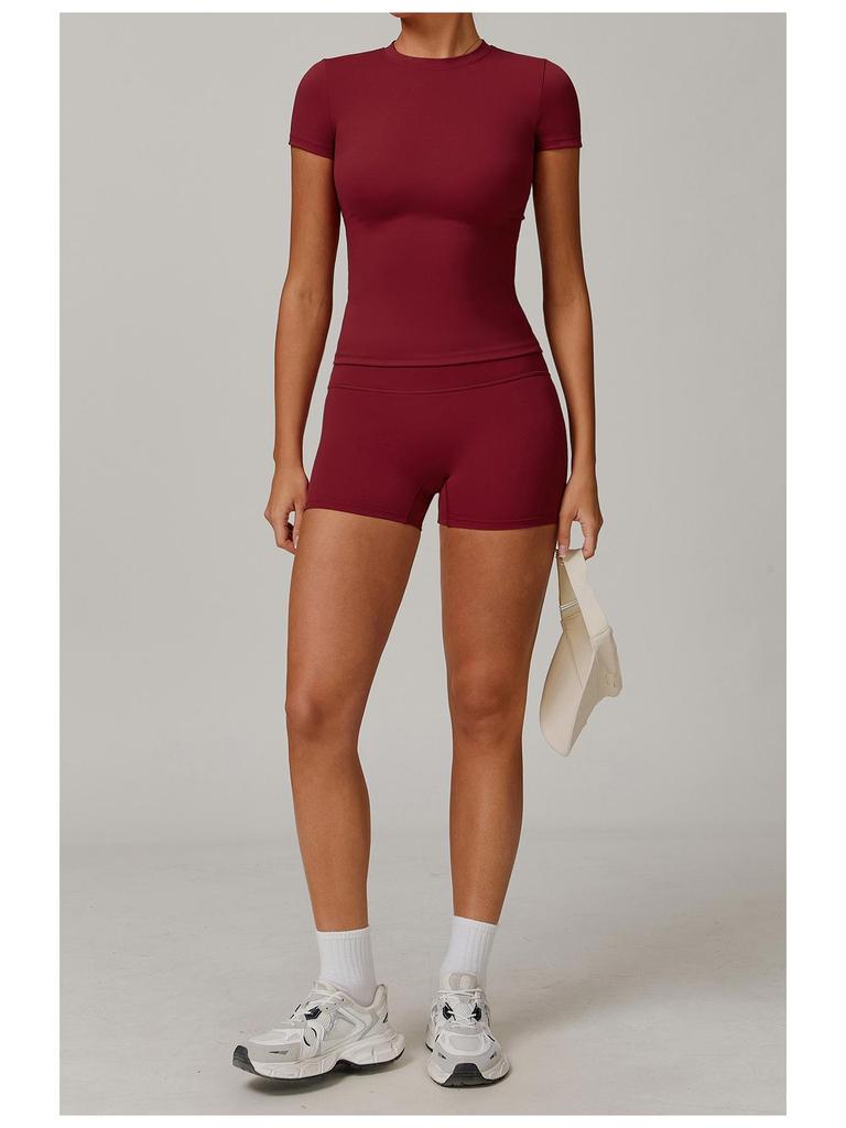 Kundenspezifisches Schnelltrocknendes Yoga-T-Shirt, Kurzarm-Fitness-Top für Damen - Outdoor-Laufen & Sport-Stil 8455