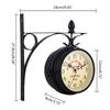 Vintage Double Side Silent Wall Clock Decorative Clock Party Decoration Supplies for Home Festival Indoor Outdoor