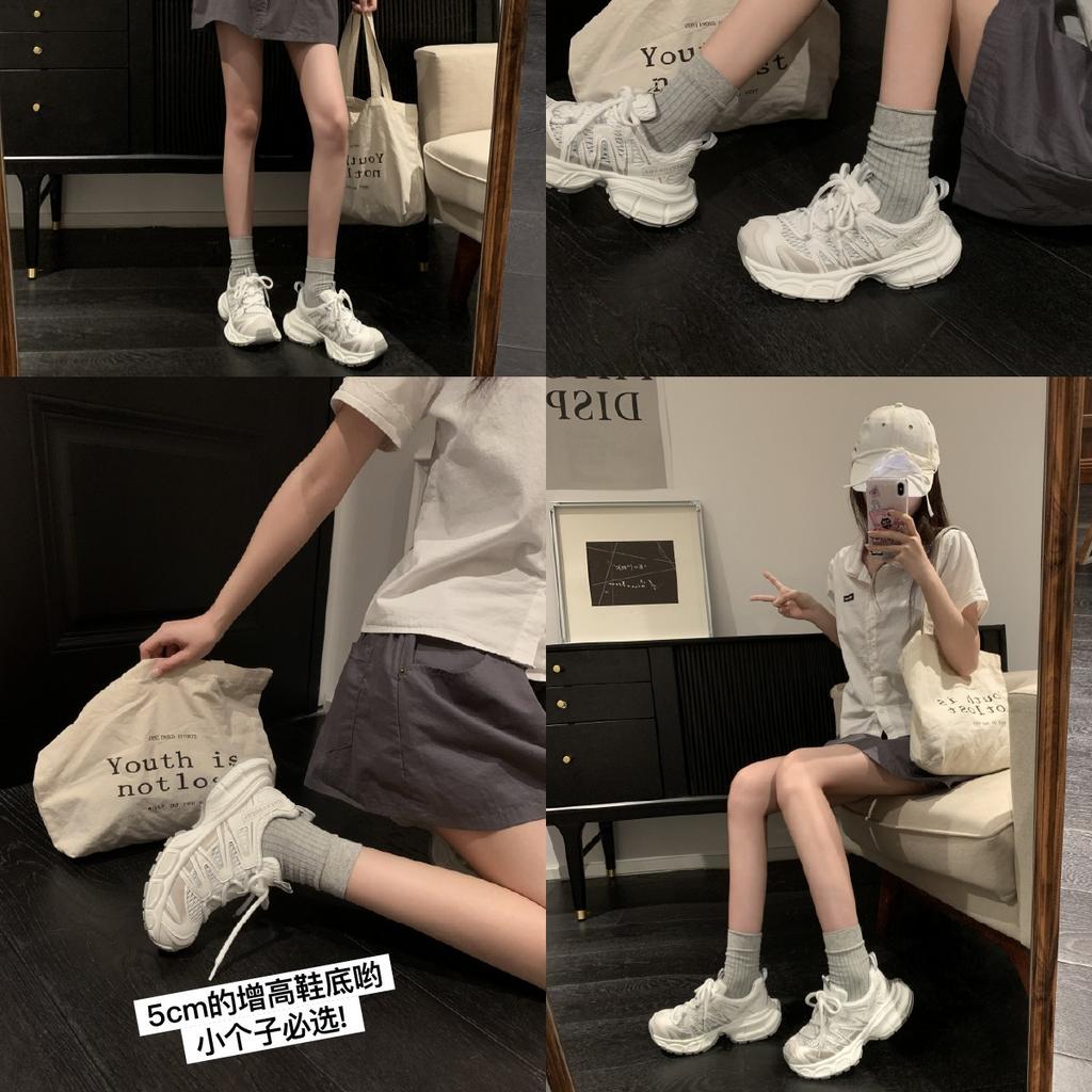 Mu Bai Handmade~ Dad Shoes Women's Thick-soled Summer Mesh Breathable New Inner Height-increasing Shoes Casual Shoes Sports Shoes