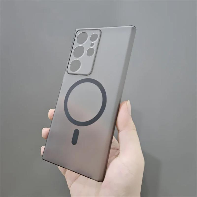 Luxury Slim Matte For Magsafe Magnetic Case for Samsung Galaxy S24 S23 Ultra S22 Plus Wireless Charging Hard PC Translucent Phone Cover
