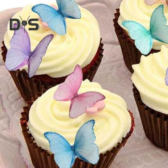 40/48 Piezas Decoración de Pastel Papel de Oblea Flor Adornos para Pastel Mariposa Flor Comestible Decoración de Cupcakes Accesorios para Fiesta de Cumpleaños