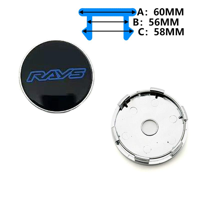 RAYS Wheel Hub Cap: 60MM Outer, 56MM Inner, 68MM Center, RAYS Logo