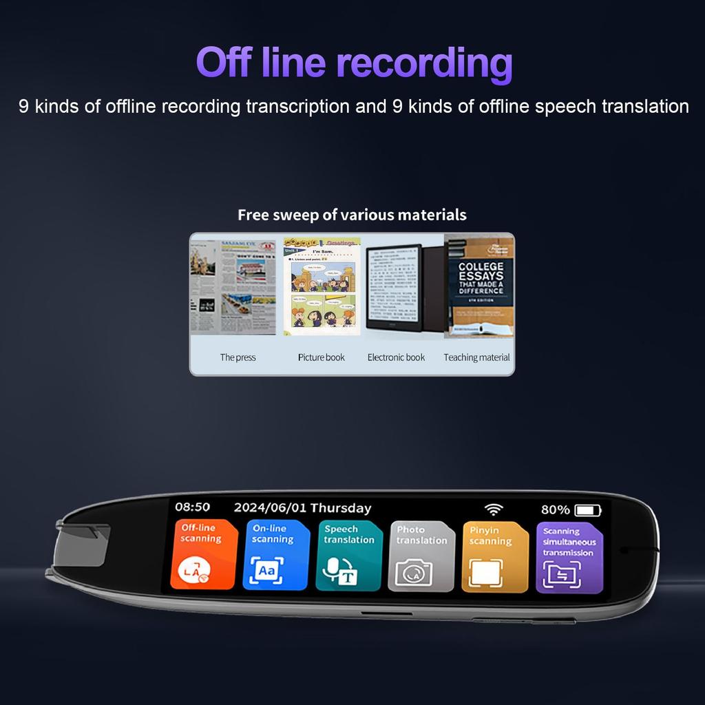 Scan Reading 142 Language Translation Scan Reader OCR Digital Translation Dictionary for Travel Pen, Pen, Pen, Text-to-Speech Device, Pen, Students,
