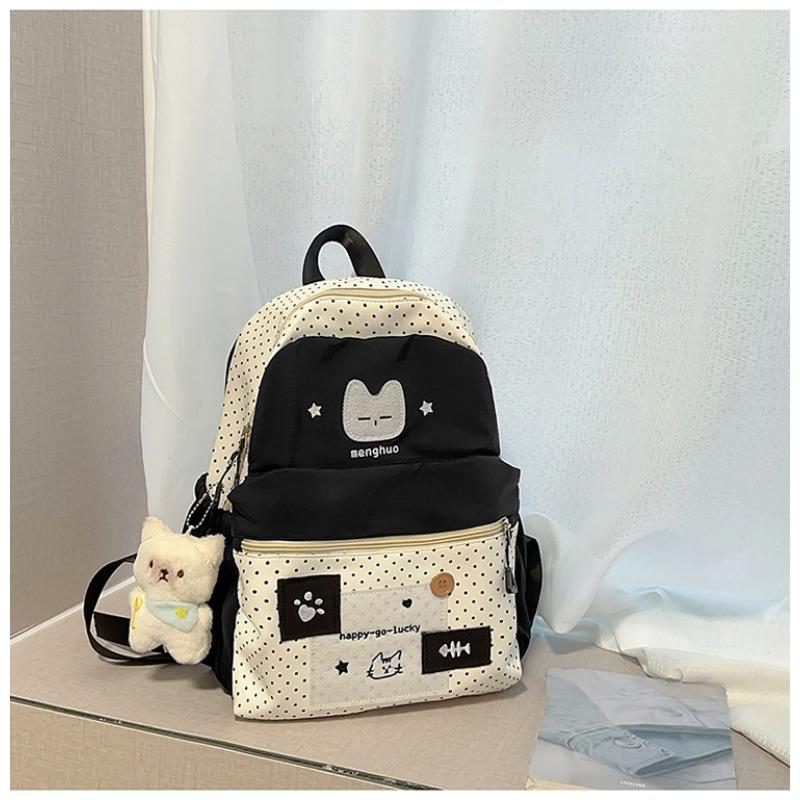 Новый высококачественный, свежий, милый и симпатичный рюкзак в горошек с кошкой, легкий рюкзак для учеников средней школы