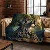 Tree of Life Nordic Mythology Yggdrasil Nature Cartoon Flannel Blanket Soft Throw Blanket for Bedroom Living Room Bed Travel Kid