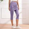 Damskie legginsy treningowe ze spódniczką ze sznurkiem, casualowe letnie z wysokim stanem, miękkie, sportowe spodnie do jogi