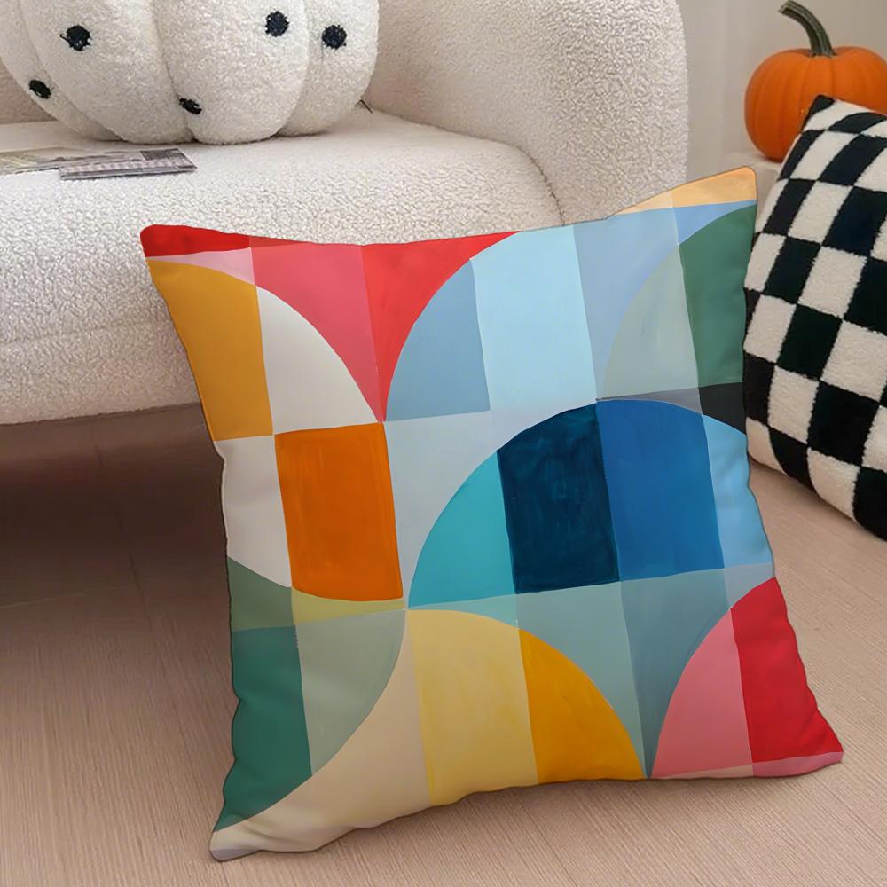 Abstraktes Geometrisches Muster Kunst Kissenbezug Überwurf-Kissenbezug Verdeckter Knopf Langlebiges Polyester Stuhlkissen