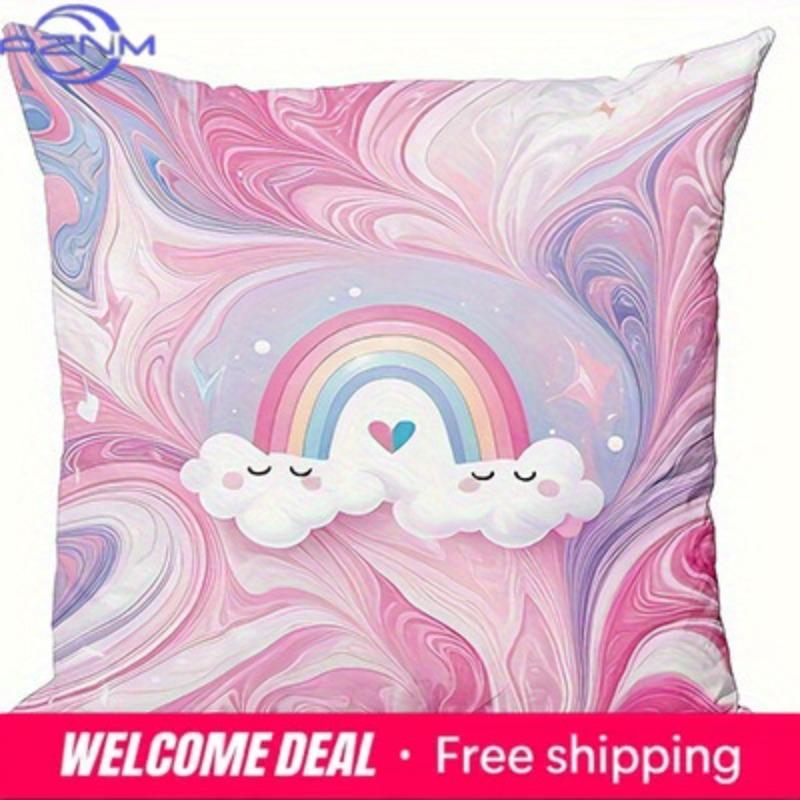 Home Decor Colorful Rainbows And Magical Unicorn Pillowcases Pattern Cushion Cover Suitable For Sofa Bedroom Car Pillow Cover