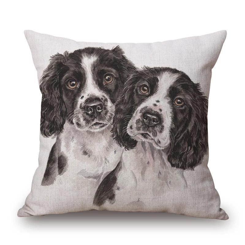 Hand Painting Dog Posters Cushion Cover Greyhound Bull Terrier Labrador Animals Portrait Pillowcase Decorative Pillows For Sofa