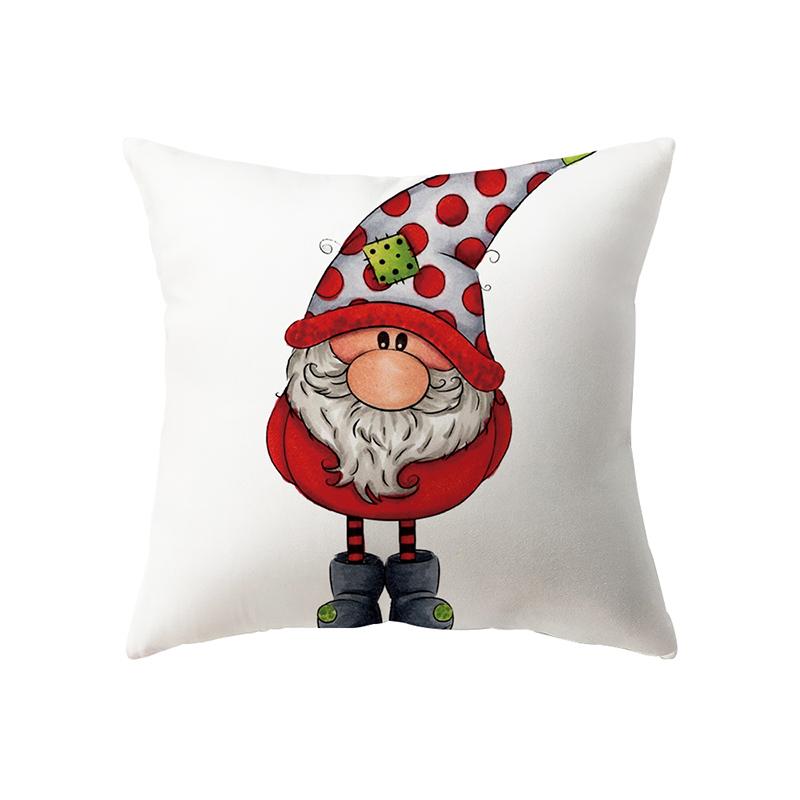 Cute Santa Claus Merry Christmas Print Pattern Cushion Cover Home Living Room Sofa Decoration Polyester Pillow Pillow Cover