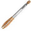 11 Inch Food Tongs Wood Cooking Tongs with Wood Tips and Stainless Steel Handle Locking Wood Tong for Cooking Serving Grilling
