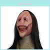 Máscara de Demônio de Terror de Halloween Com Cabelo Longo Máscara de Diabo de Rosto Vermelho Com Dentes Expostos