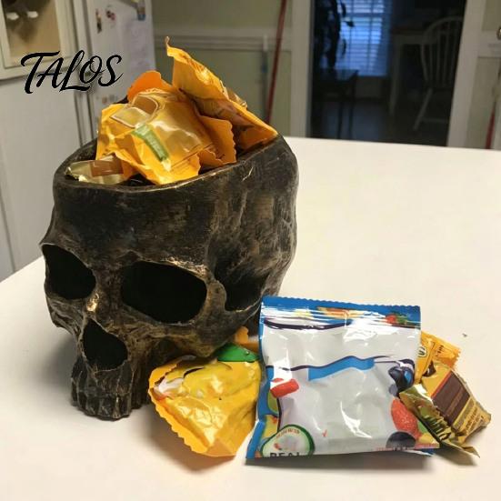 Einzigartige Gothic-Geschenke Totenkopf-Pflanzgefäß, Harzkopf-Blumentopf, Halloween-Süßigkeitenschale, Gruselige Retro-Used-Look-Dekoration für Tischplatte, Heimbar, Büro