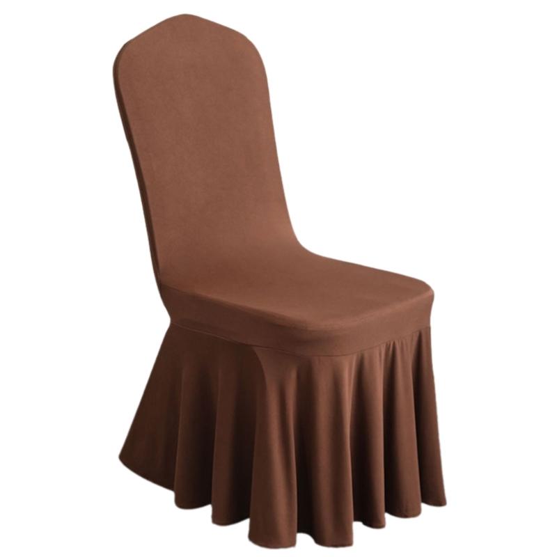 Elastic Dining Chair Cover Sun Skirt Smooth Milk Silk Fabric Breathable Seat Protectors For Wedding Decoration Hotel