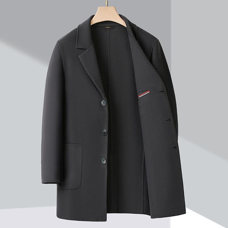 

Новое пальто мужское осенне-зимнее средней длины свободного кроя для мужчин среднего возраста 4XL темно-серого