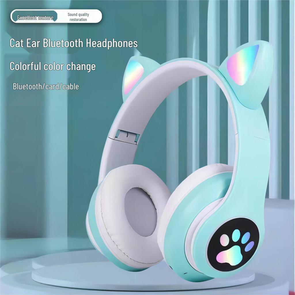 STN-28 Wireless Bluetooth Cat Ear Headphones - Cute, Glowing, Over-Ear, New Model