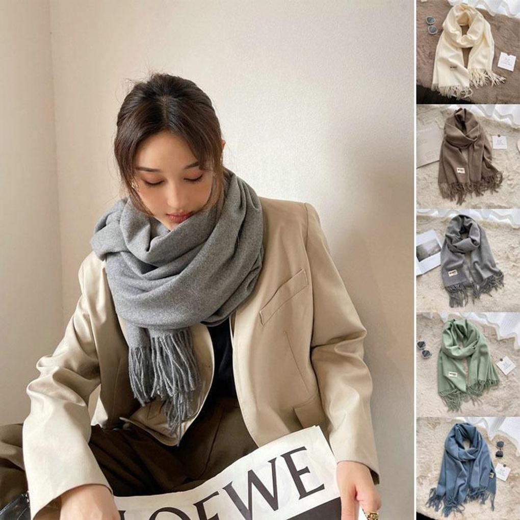 Women's Winter Daily Solid Wide Muffler Scarf