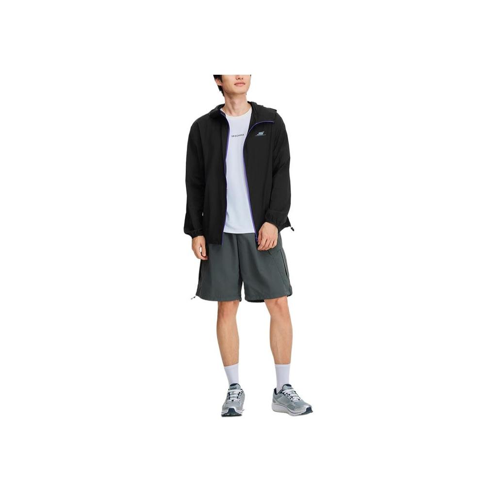 Skechers Comfortable Versatile Simple Fashion Hooded Jacket Men Jackets Carbon-Black P225M156-0018