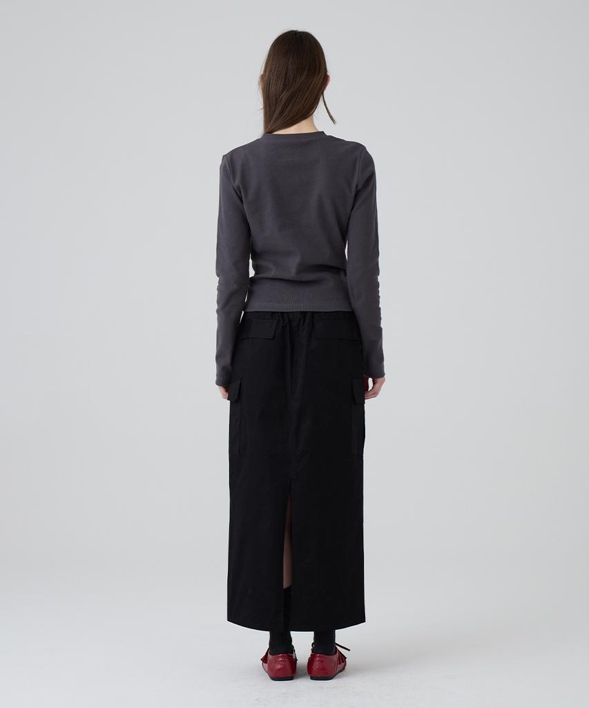 Dangled Drop Dgdp Cotton Maxi Skirt_Black