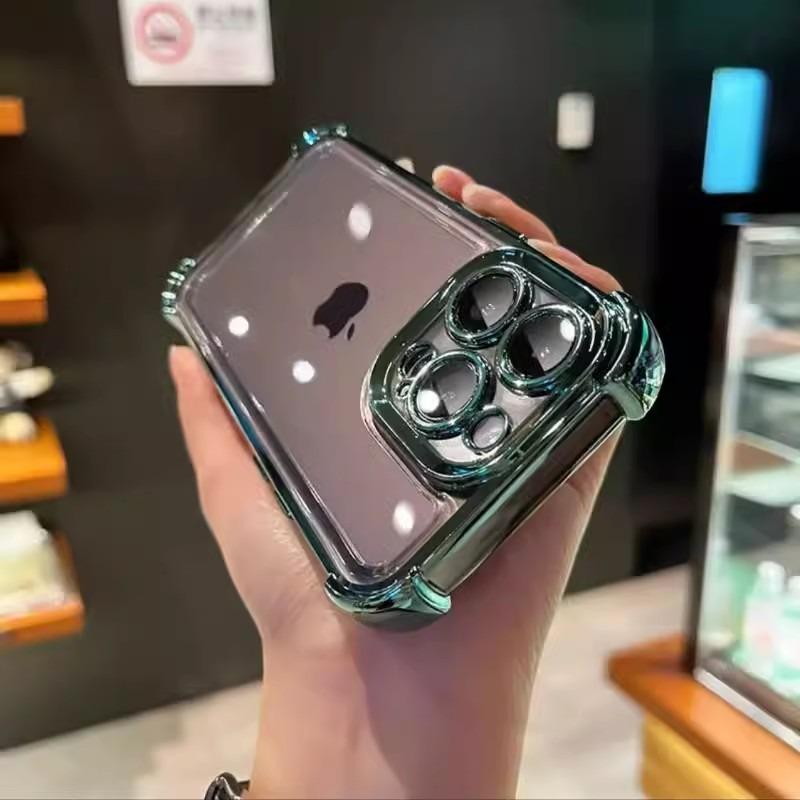 Luxury Shockproof Phone Case For iPhone 16 15 11 12 13 14 Pro Max Xs XR 7 8 Plus 6s 16e Lens Film Bumper Transparent Air Cover
