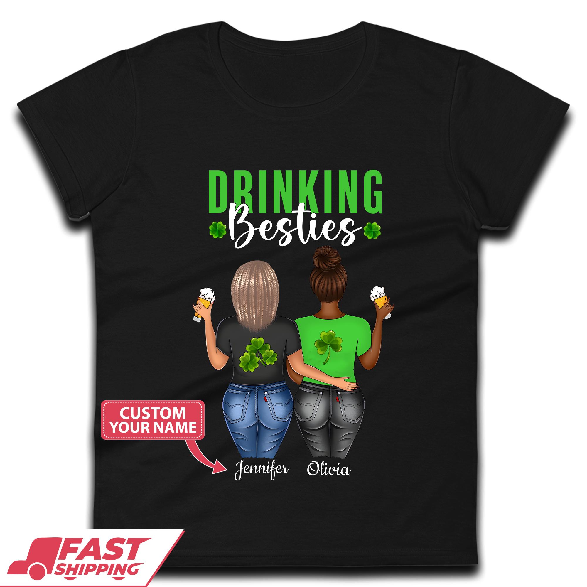 Personalised Drinking Besties Womens T-Shirt Mens Tops Tees Unisex L