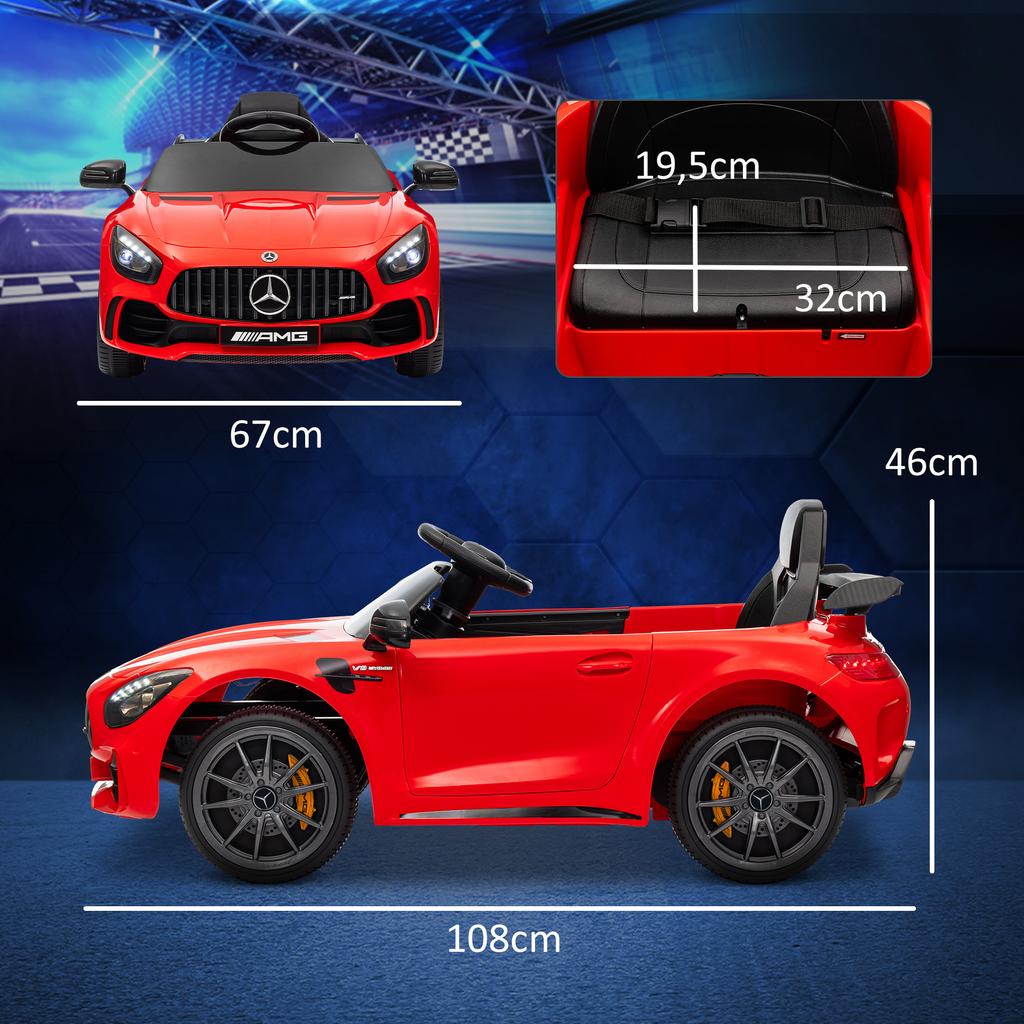 Elektrisches Kinderauto, Mercedes, 3-5 km/h, Fernbedienung, Licht & Musik, Rot