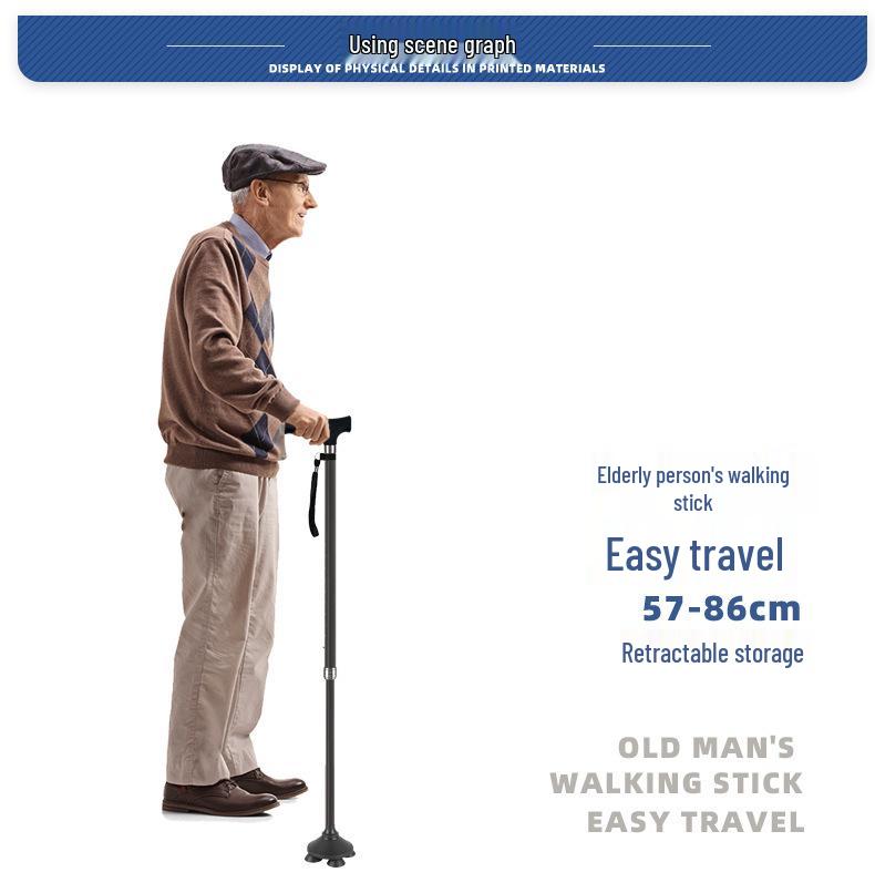 Adjustable Anti-Slip Aluminum Alloy Walking Cane for Elderly
