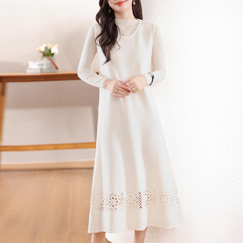 Women's Cashmere Dress Qinghe Cashmere 30% Cashmere 70% Wool Autumn and Winter Cashmere Skirt Soft and Warm