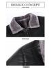 Men's Winter Fleece Lined Genuine Sheepskin Leather Jacket with Fur Trim