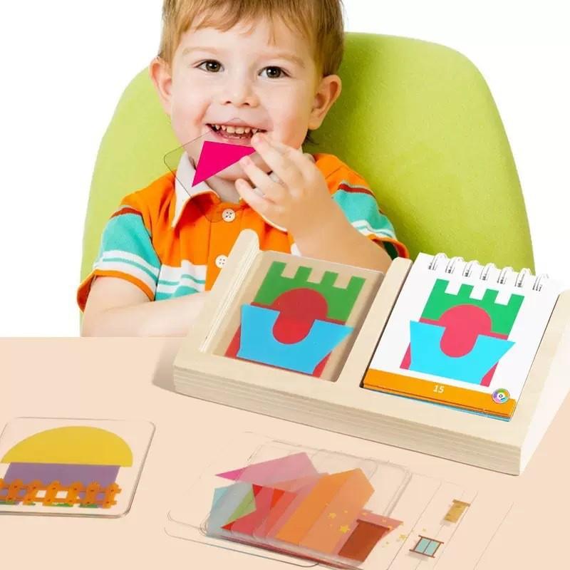 Wooden Educational Toy For Kids With Diy Geometric Shapes And Puzzle Play For Early Learning