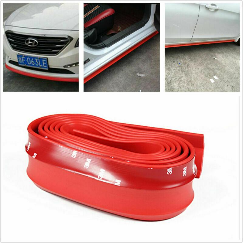 2.5M Red Rubber Car Front Bumper Spoiler Lip Splitter Valance Chin Protector Kit