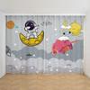 2pcs Cartoon Space Astronaut Curtain,Boys Kids Rocket Planet Thin Shading Curtain for Bedroom Living Room 2023 New Custom