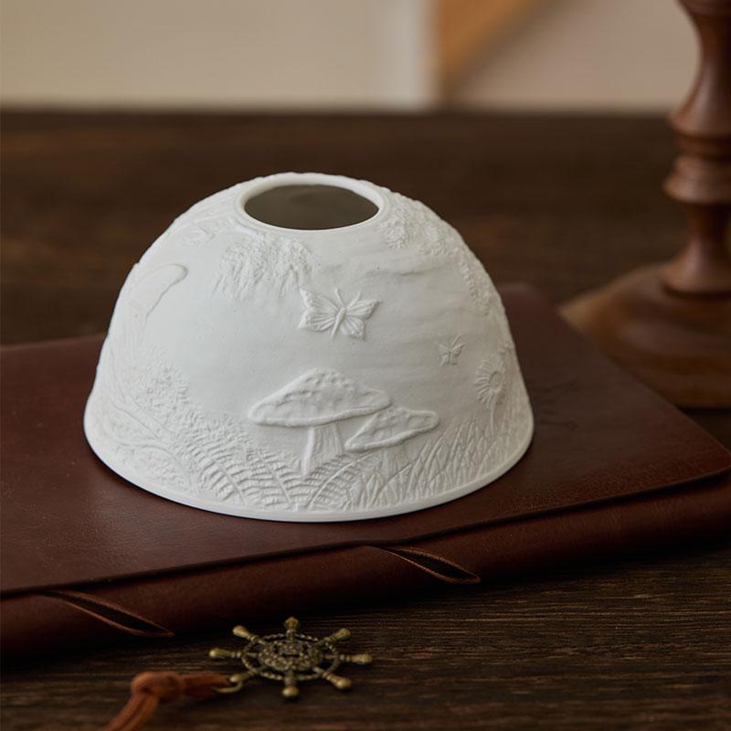 

Vintage Walnut & Bone China Candle Holder for Home & Restaurant Decor