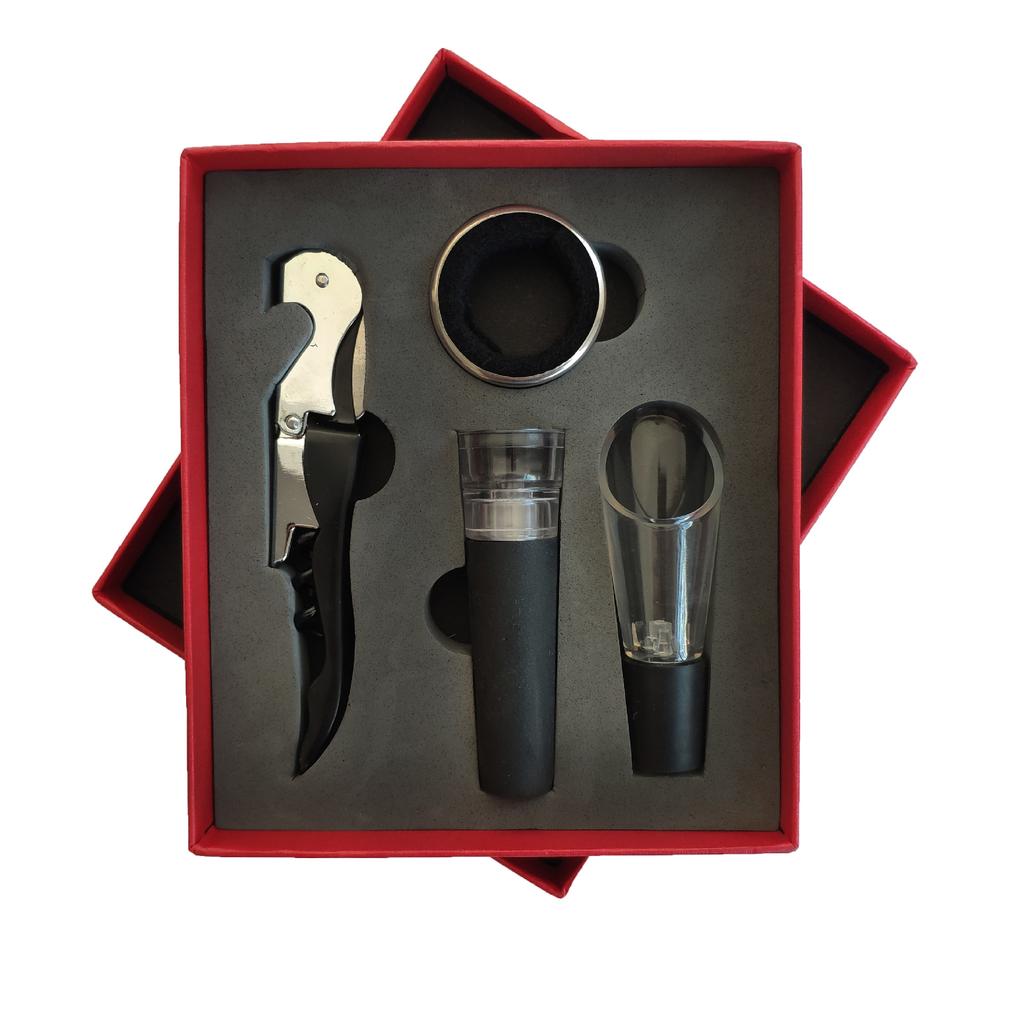 Professional Wine Opener Gift Set Stainless Steel Bottle Opener and Vacuum Stopper Wine Pourer Kitchen Accessories Bar Tool