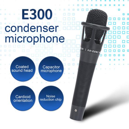 E300 Condenser Microphone Professional High Sensitivity Computer Karaoke Handheld Microphone with Audio Cable for Studio Recording