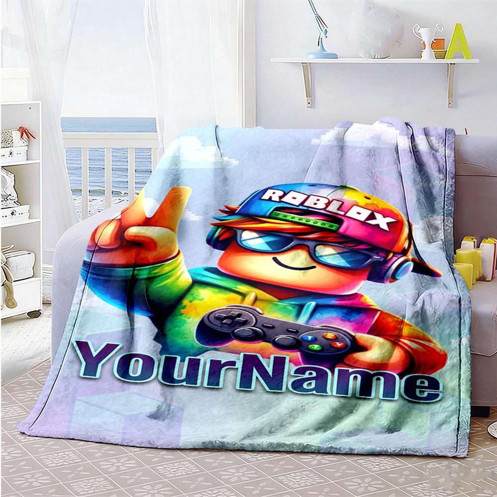 Roblox 117 Customize Your Name Blanket Multi-purpose Customizable Blanket Durable Comfort Great for Living Room Office Seaside Picnics