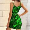 Summer New Clover Pattern Print Sleeveless Bodycon Dress with Pockets Sexy Slim Fit Elegant Party Dress