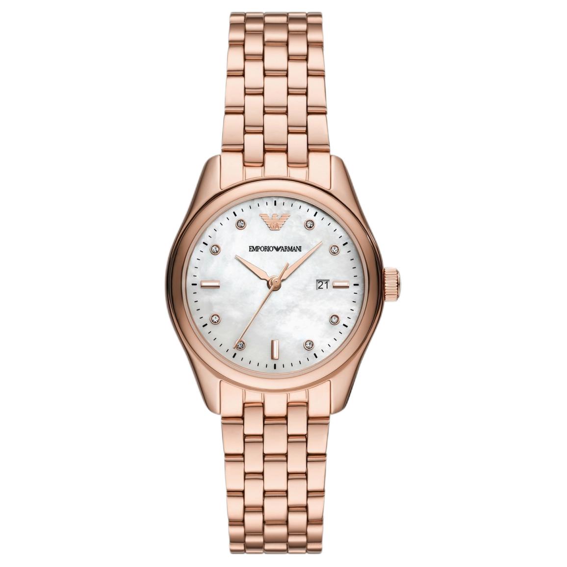 EMPORIO ARMANI Three-Hand Date Rose Gold-Tone Stainless Steel Watch AR11615-CLG