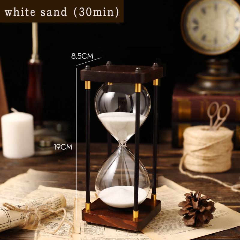 Klasická dřevěná přesýpací hodina: 60min & 30min pro domácí nebo kancelářskou výzdobu, minimalistický styl