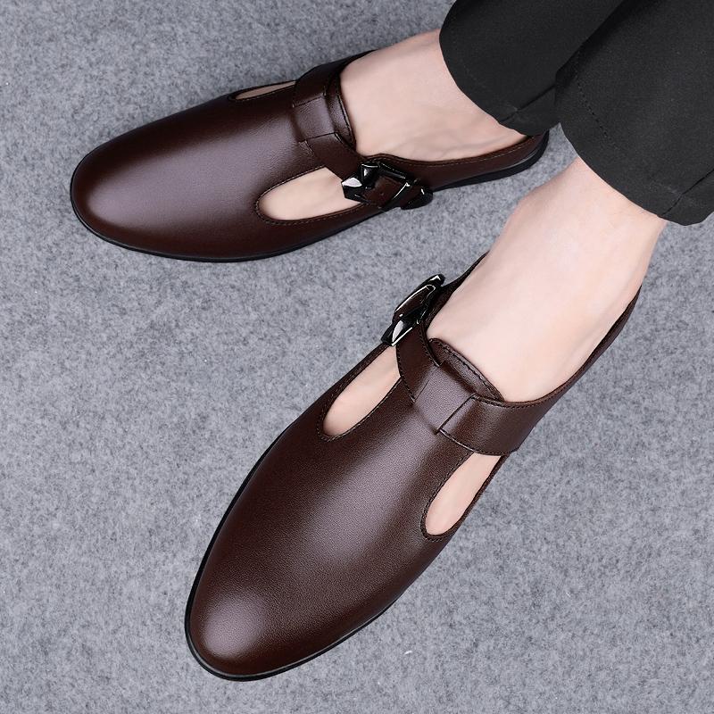Half Drag Casual Sandals Shoes Men Slippers No Heels Lazy Peas Shoes Comfortable Slip on Loafers Man Easy To Put on And Take Off
