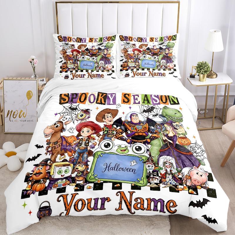 Custom 3pcs Spooky Halloween Season Bedding Sets For All Sizes New 84D Printed Bed Cover Comforter Duvet Cover Pillowcase Bedroom Decoration