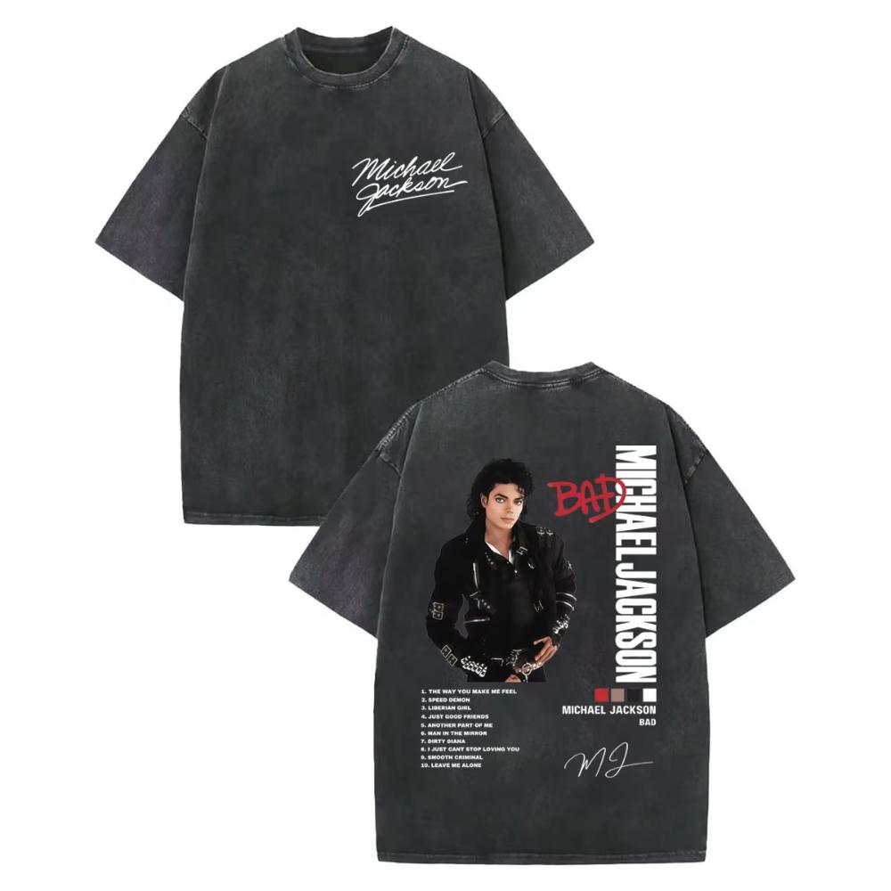 Rock Singer Michael Jackson Graphic T Shirts Mens Women High Quality Vintage Washed Tshirt Summer Casual Loose Cotton Tshirts
