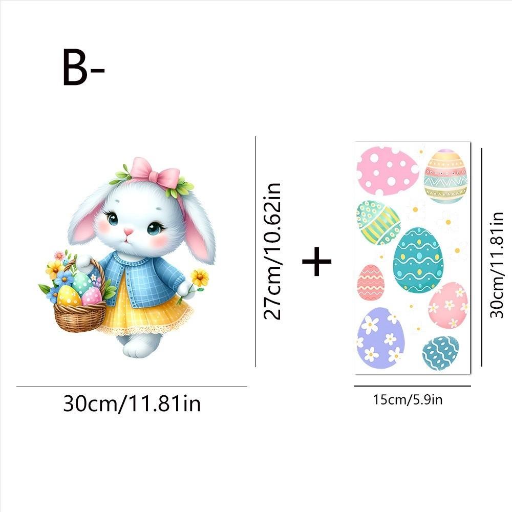 Self-Adhesive Flower Rabbit Sticker Easter Festival Party Sticker New Wall Decal  Glass Decoration