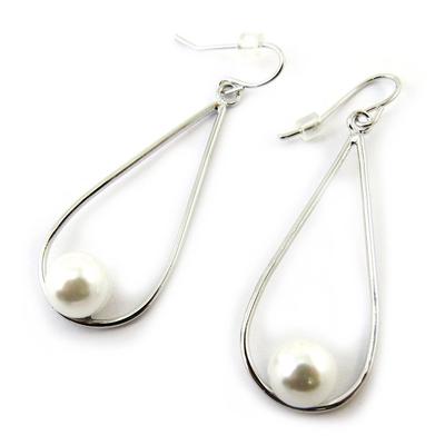 [N3703] - Silver Ivory 'Perla' Designer Earrings
