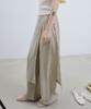 Nigaennikol Wrinkle Layered Wrap Skirt Pants_Khaki